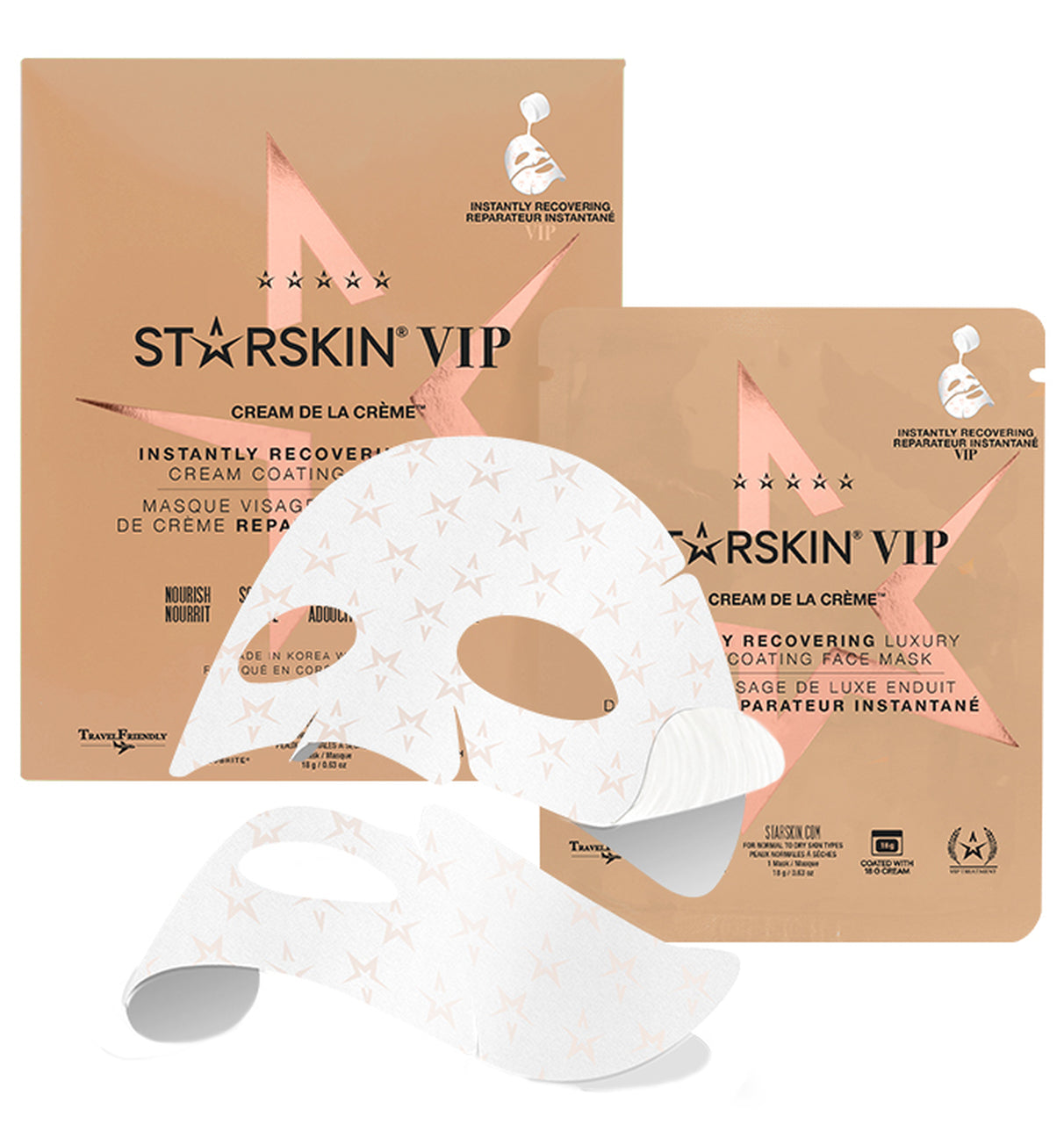 Grace Beauty STARSKIN VIP Cream de la Crème luxury face mask with a cream-coated sheet for instant skin recovery.