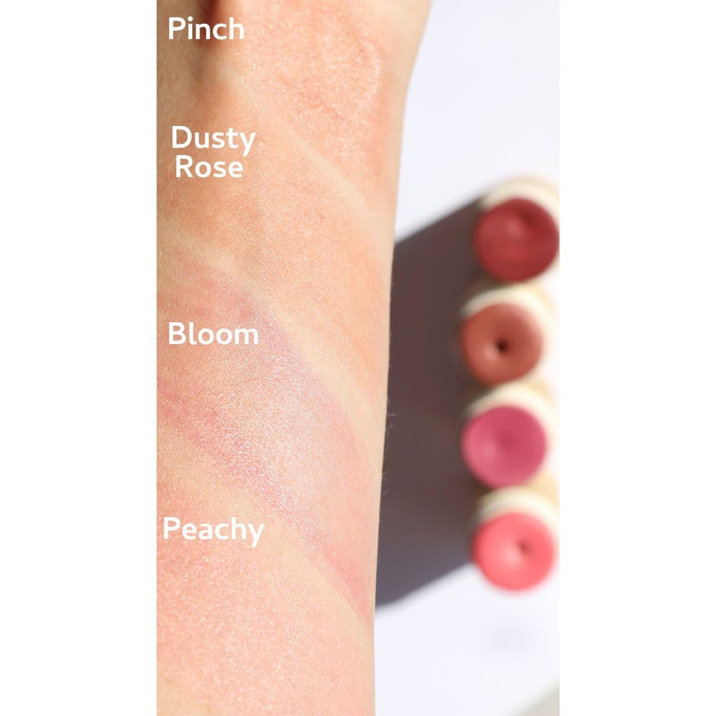 River Organics Vegan Blush Stick by British Harmonia, hydrating multi-use cream blush in plastic-free packaging, 0.50 oz.