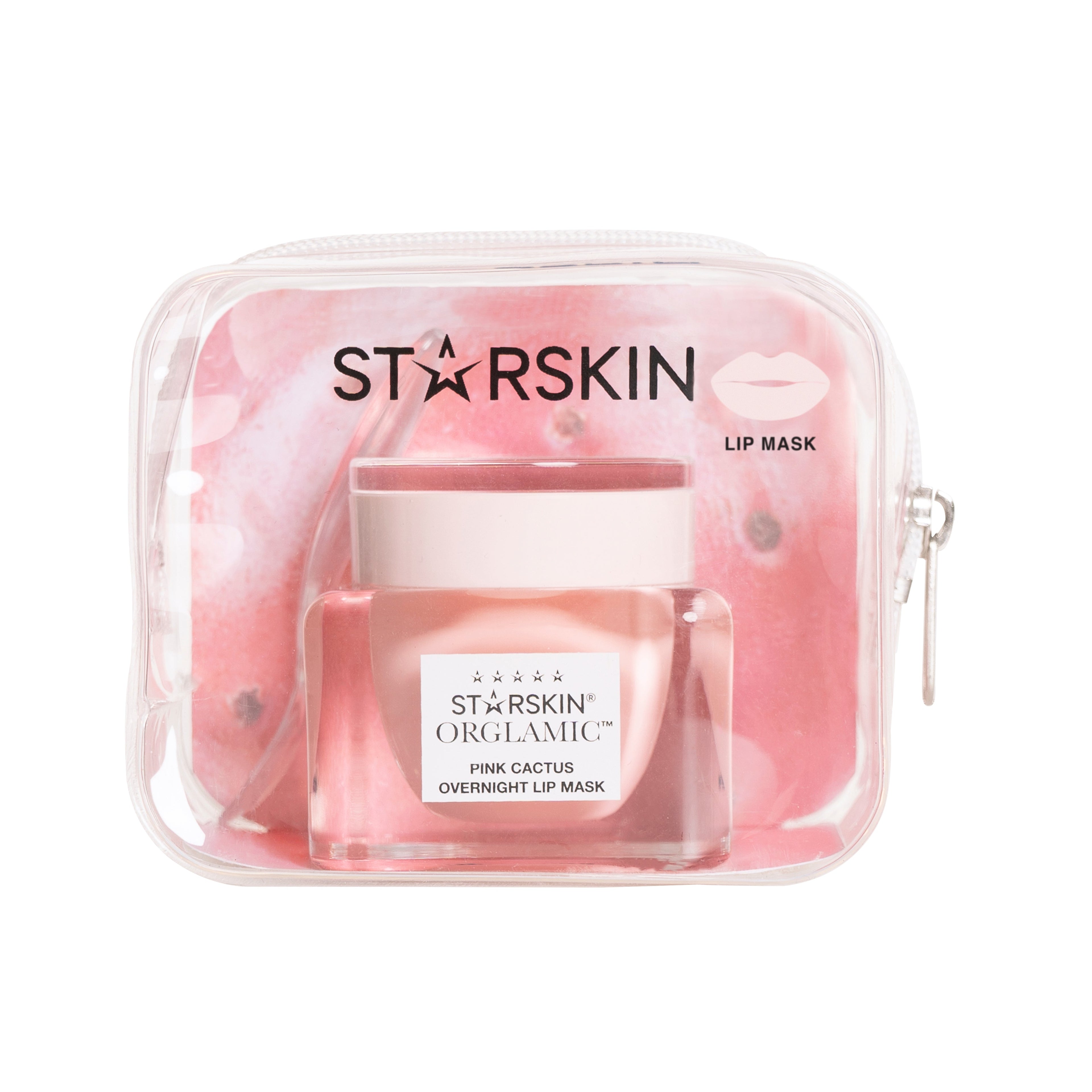 Grace Beauty Starskin Orglamic Pink Cactus Overnight Lip Mask in a 15ml nourishing skin care container with a pink cactus design
