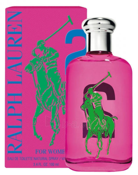 Ralph Lauren Big Pony Collection 2 Pink women's 100ml EDT perfume spray, elegant glass bottle with pink accents and floral design.